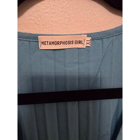 Pleated Light Blue Elegant Casual Dress with Belt Women's Size XL - Picture 5 of 8